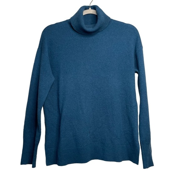 Halogen 100% Cashmere Women's Blue Turtle Neck Sweater Pullover Size Small Flaw - Picture 1 of 6